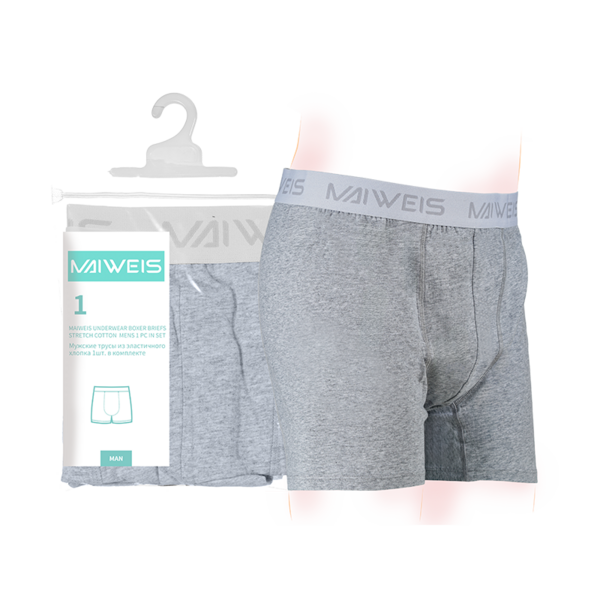 (Кол-во в коробке 60 шт) Мужское нижнее белье Maivis из чистого хлопка, одна упаковка, серое XL/английская и русская версия