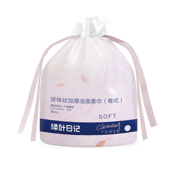 (Кол-во в коробке 24 шт)Green Leaf Утолщенное очищающее полотенце с жемчужным узором (рулонного типа)