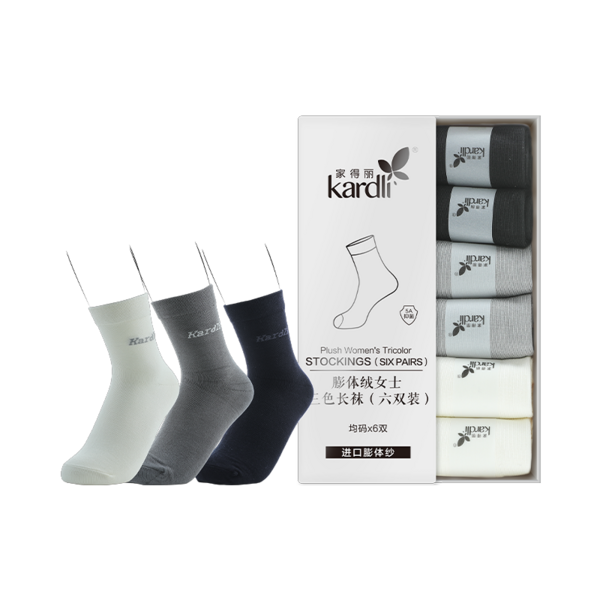 (Кол-во в коробке 30 шт) KARDLI Чулки женские бархатные пышные трехцветные  (шесть пар)