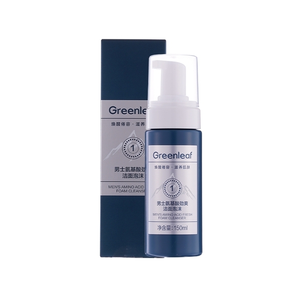 (Кол-во в коробке 12 шт) Greenleaf 150 мл Мужская очищающая пенка с аминокислотами