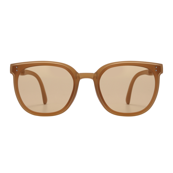 OKFAD Солнцезащитные очки складные в круглой оправе коричневого цвета