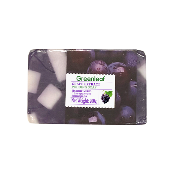 (Кол-во в коробке 72 шт) Greenleaf Желейное мыло с экстрактом винограда, 200 г,（англо-русская версия)