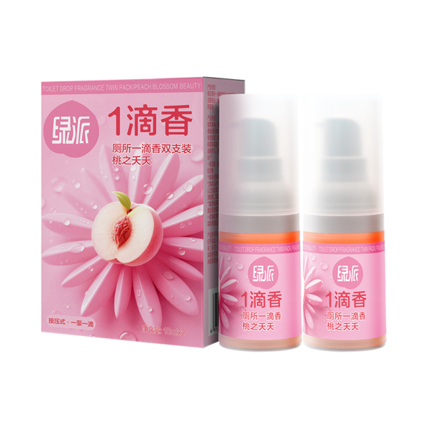 (Кол-во в коробке 24 шт) GREENPAI Туалетный ароматизатор“Одна капля”, двойной набор /  “Персиковый день”