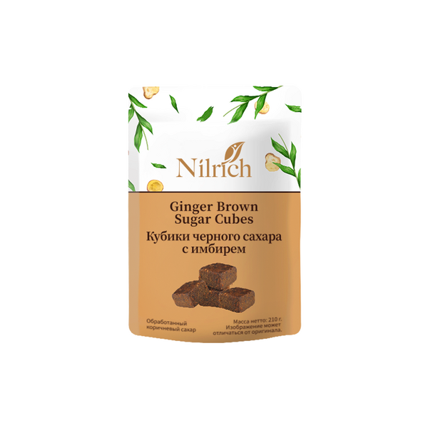 (Кол-во в коробке 30 шт) Nilrich Свежий Имбирь в кубиках с коричневым сахаром 210 г