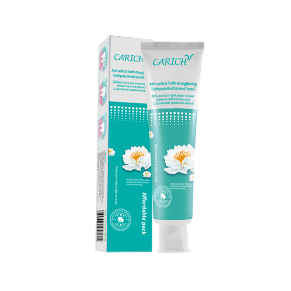(Кол-во в коробке 36шт) CARICH Зубная паста для укрепления зубов и против кариеса/200г/с ароматом травяной мяты