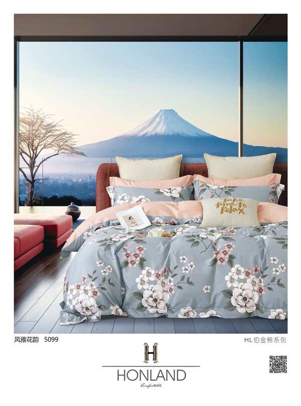 Комплект постельного белья MAIWEIS из 100% хлопка,с печатным рисунком,4 предмета «Изысканная цветочная гармония» 5099 / англо-русская версия