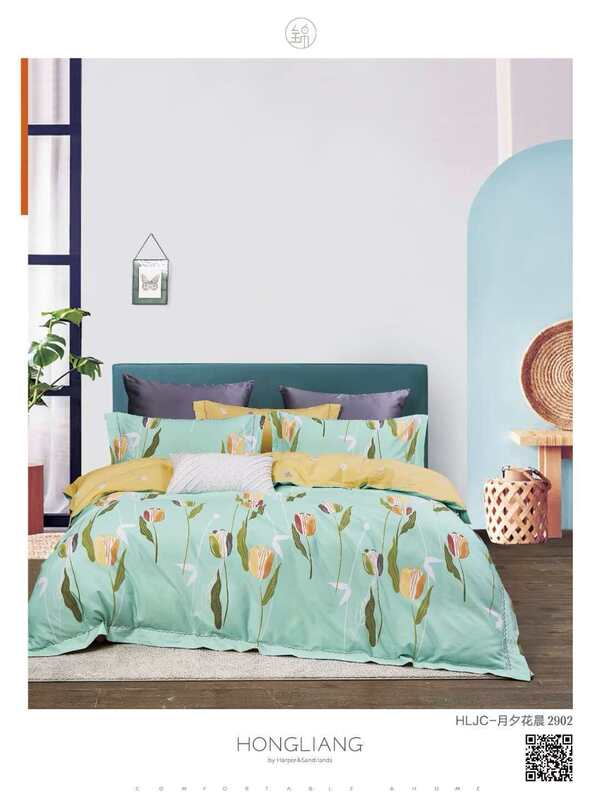 Комплект постельного белья MAIWEIS из 100% хлопка,с печатным рисунком,4 предмета«Лунный вечер и утренние цветы 2902» (англо-русская версия)